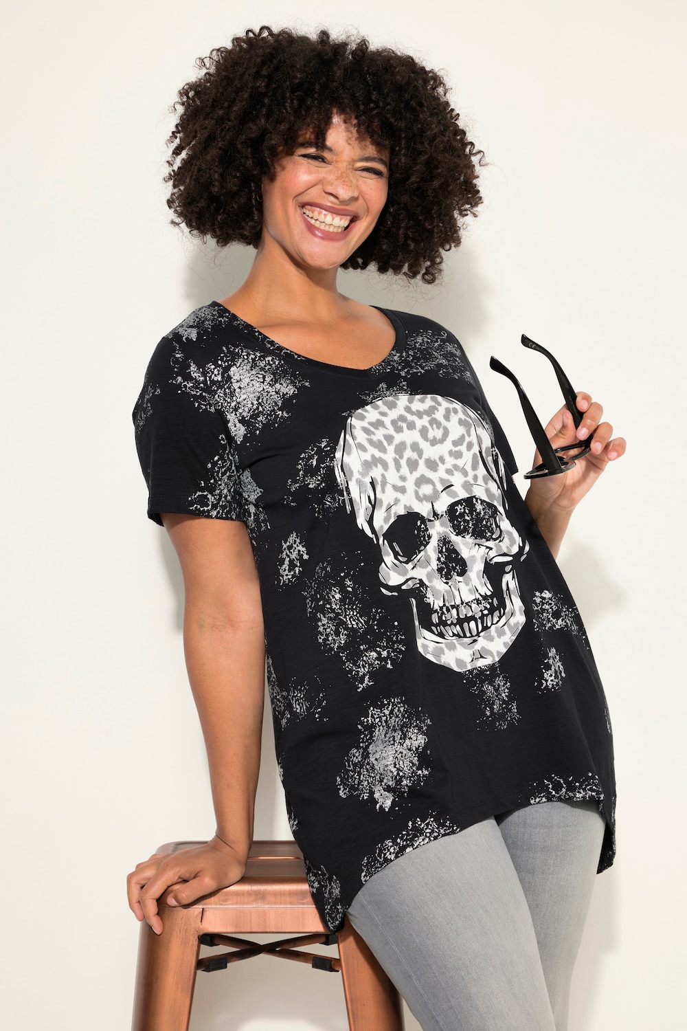 Große Größen T-Shirt, Damen, schwarz, Größe: 48, Baumwolle, Angel of Style von Angel of Style