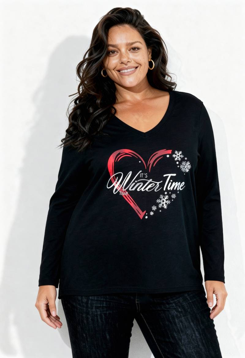 Große Größen T-Shirt, Damen, schwarz, Größe: 52, Baumwolle, Angel of Style von Angel of Style