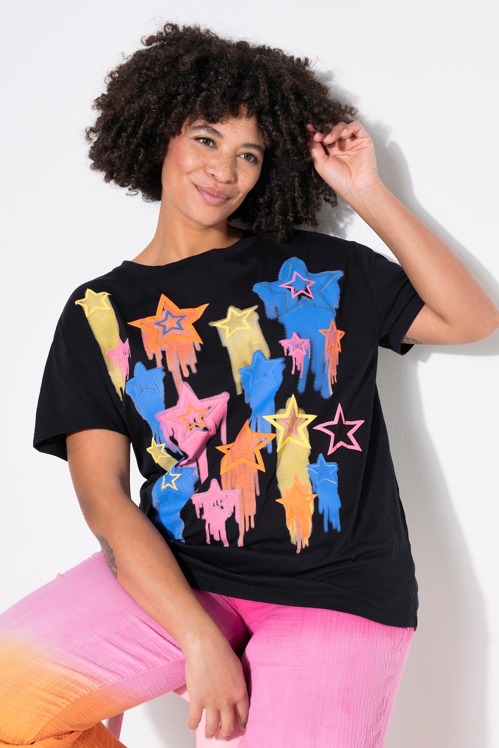 Große Größen T-Shirt, Damen, schwarz, Größe: 56, Baumwolle, Angel of Style von Angel of Style