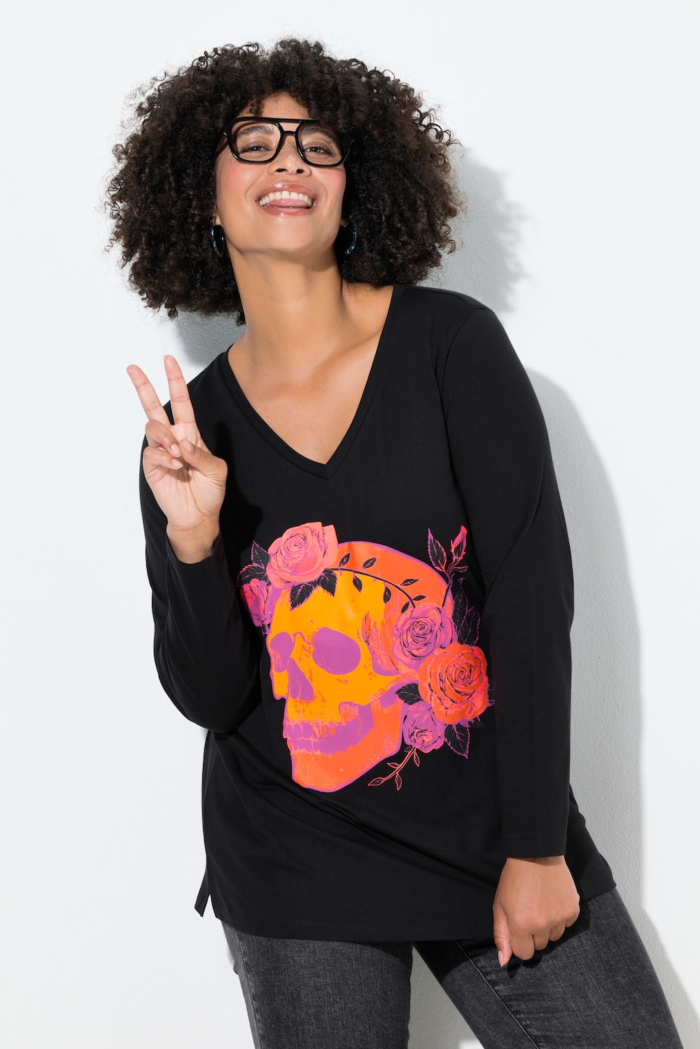 Große Größen T-Shirt, Damen, schwarz, Größe: 58, Baumwolle, Angel of Style von Angel of Style