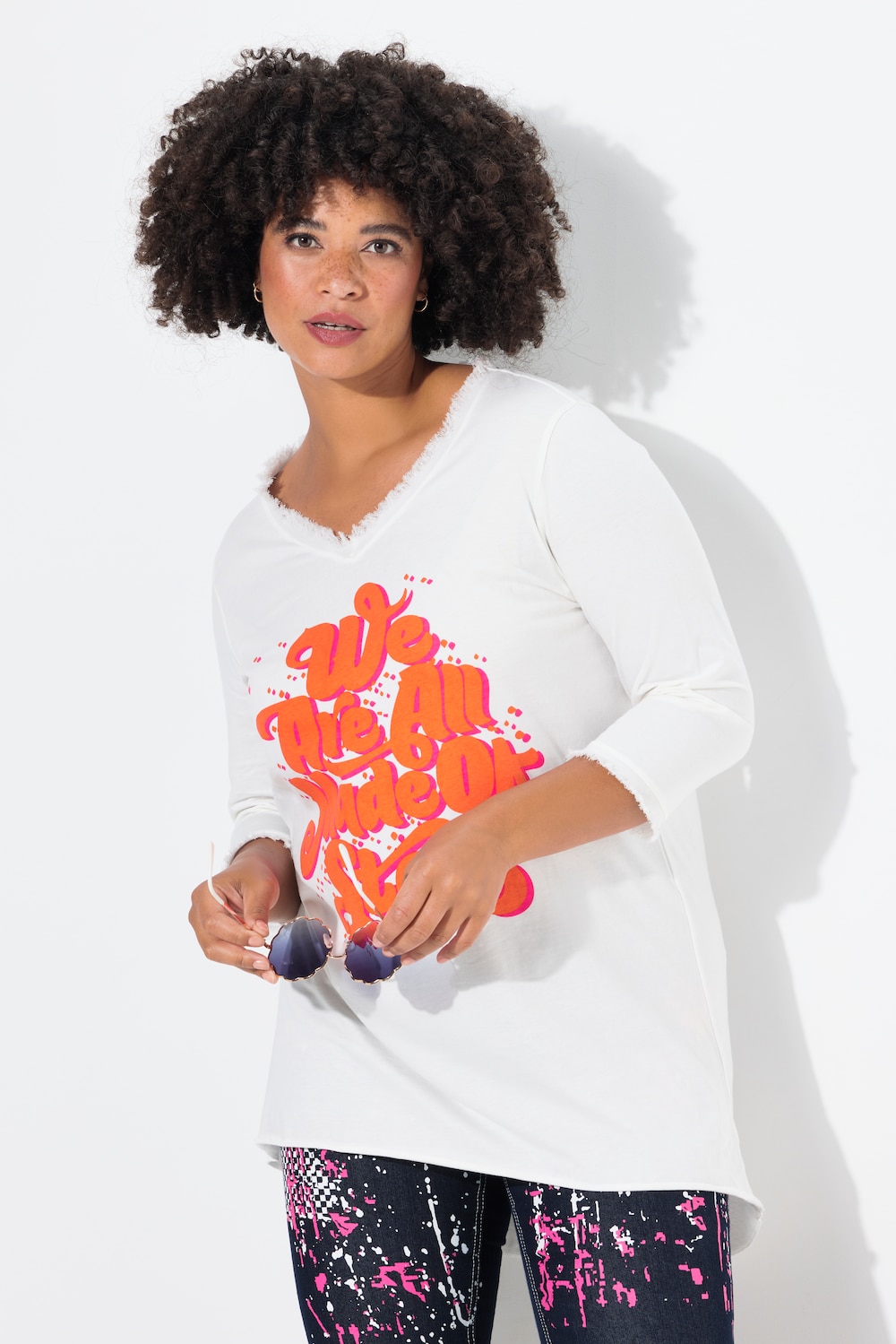 Große Größen T-Shirt, Damen, weiß, Größe: 48, Baumwolle, Angel of Style von Angel of Style