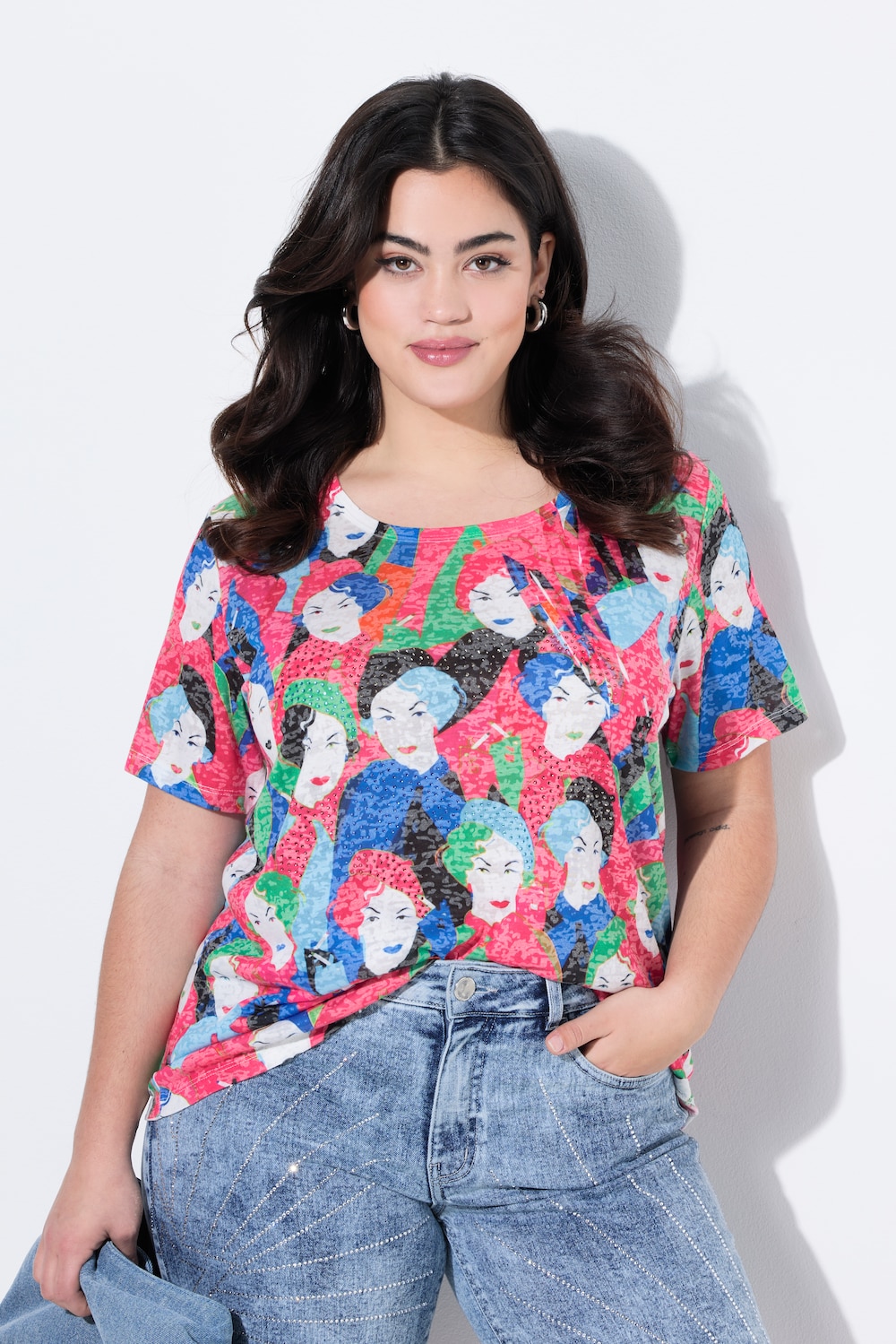 Große Größen T-Shirt, Damen, weiß, Größe: 52, Polyester/Viskose, Angel of Style von Angel of Style