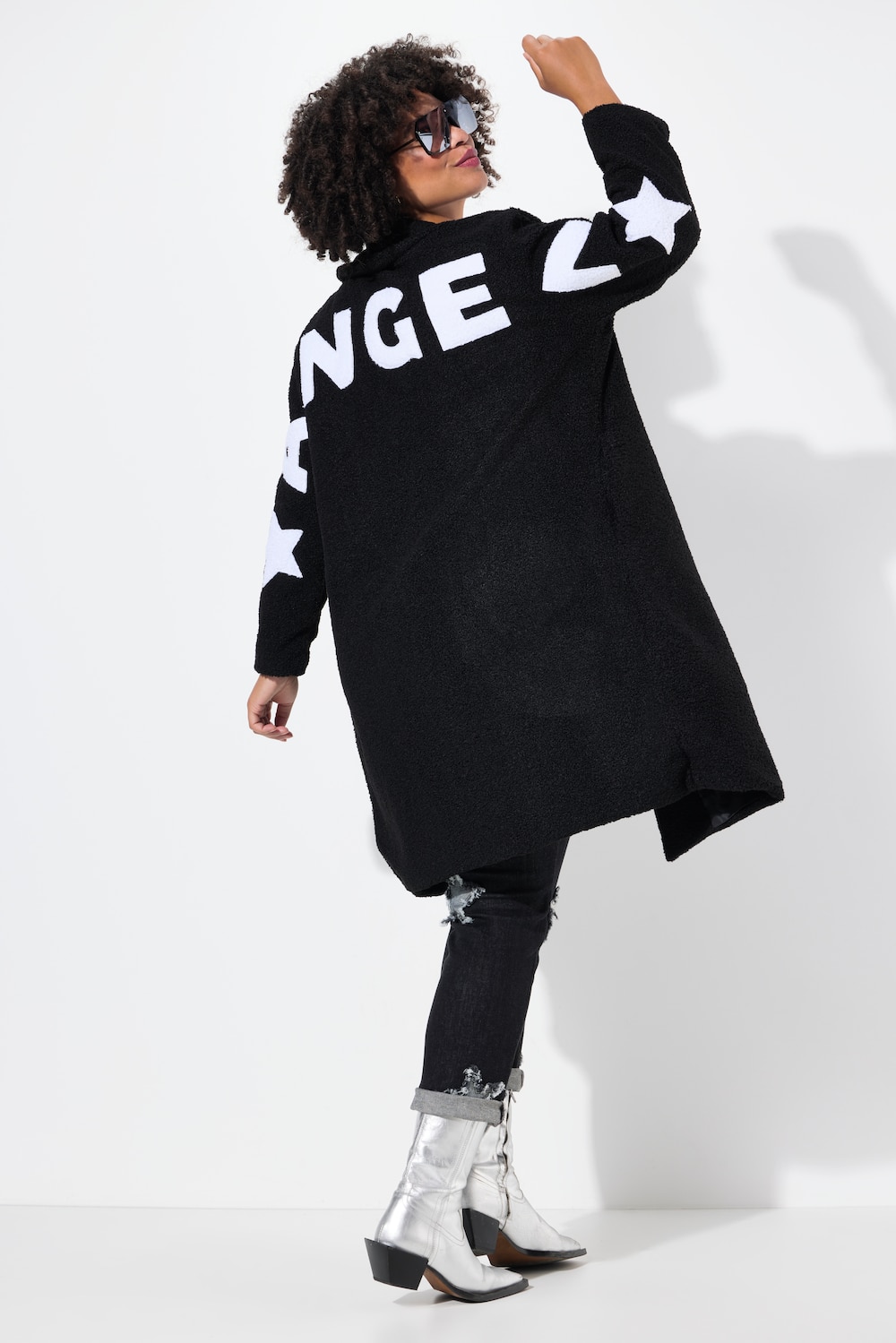 Große Größen Teddy-Mantel, Damen, schwarz, Größe: 52, Polyester, Angel of Style von Angel of Style