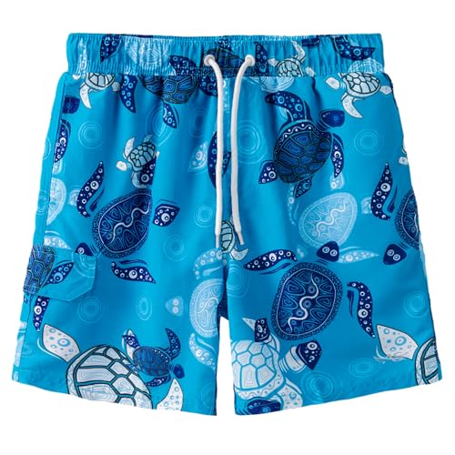Angel season Jungen-Badehose mit LSF 50+, Boardshorts, schnelltrocknend, Jugend-Badeanzug, Teenager, Jungen, Bademode, Größen 7–14 Jahre, Schildkrötenblau, 7-8 Jahre von Angel season
