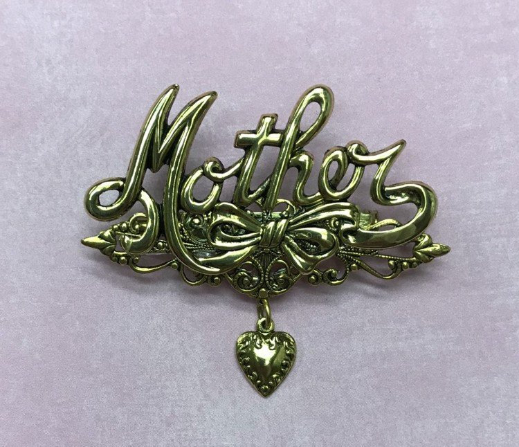 Mutter-Anstecknadel Antike Gold-Brosche Mit Baumelndem Herz von AngelDesignsByDenise