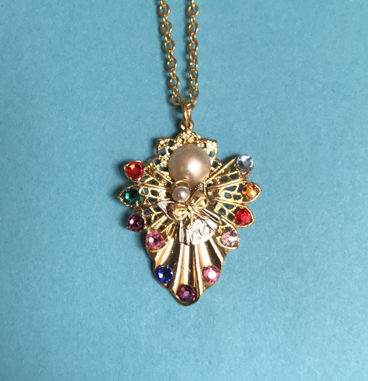 Mutter Und Kind Geburtsstein Engel Halskette #249Pn von AngelDesignsByDenise