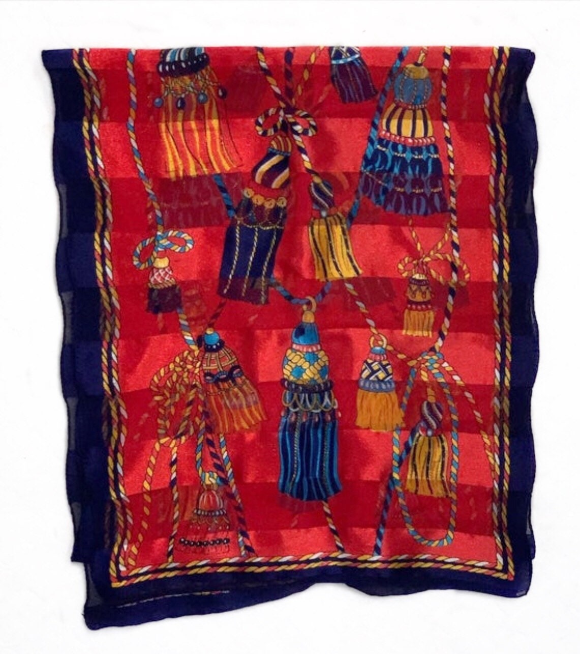 Roter Quasten Seidenschal Roter Quasten Seidenschal von AngelEyesVintageShop