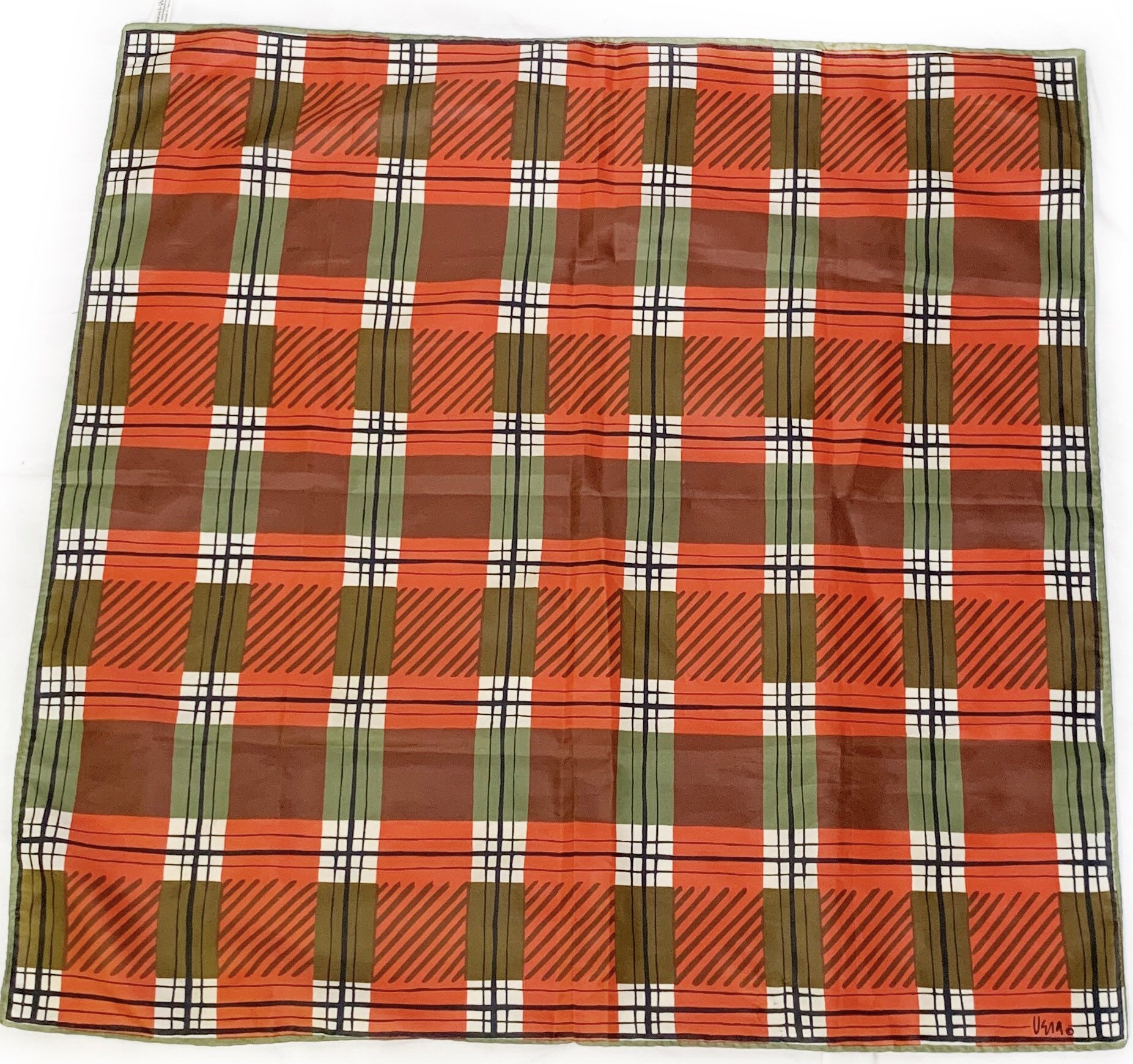Vera Kariertes Quadratschal Orange Grün Vintage Vera Kariertes Quadratschal Orange Grün Vintage von AngelEyesVintageShop