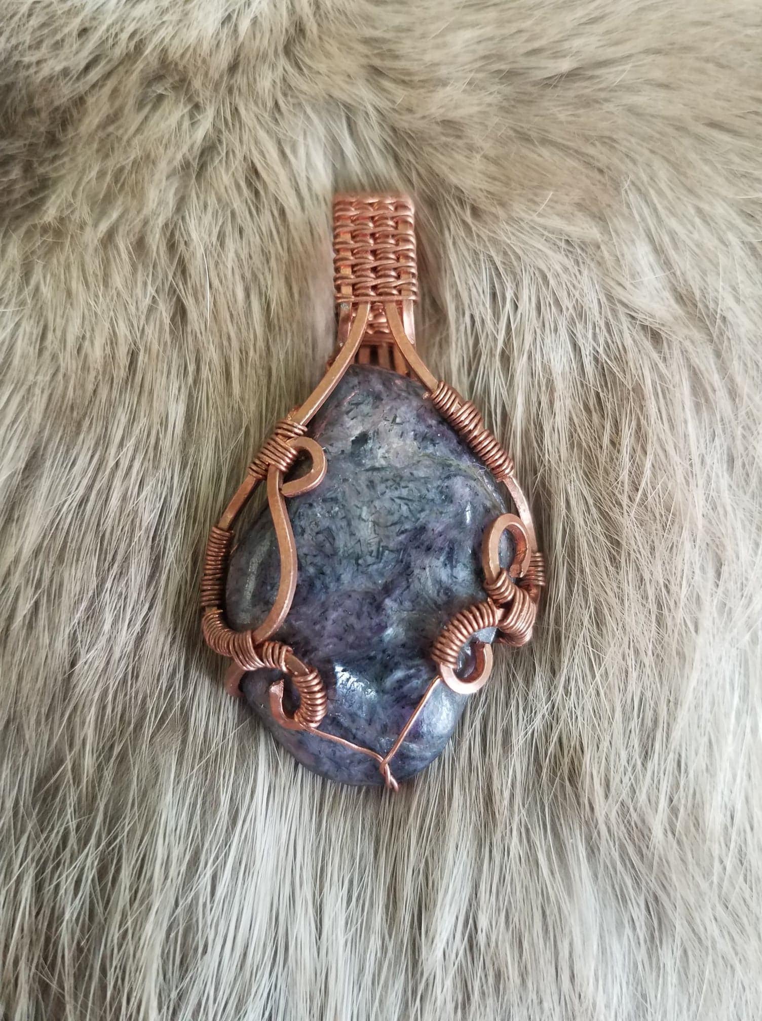 Charoite Edelstein Kupferdraht Gewickelt Anhänger, Heilung Halskette Schmuck, Fantasy Boho Draht Charoite Edelstein Kupferdraht Gewickelt Anhänger, Heilung Halskette Schmuck, Fantasy Boho Draht von AngelFireWire