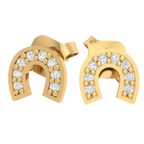 AngelGold Gold Hufeisen Ohrringe für Mädchen mit Zirkonia für Ohrstecker 585 - Glück auf Babys Ohren von AngelGold