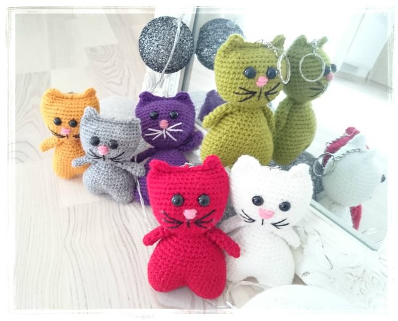 Katze Schlüsselbund, Häkeln Amigurumi Schlüsselring, Kitty Schlüsselhalter, Katzenliebhaber Fette Dekoration, Taschenanhänger, Katzenspielzeug von AngelKnitGift