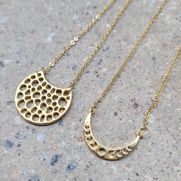 Halbmond Kette, Schmuck, Winterschmuck, Frauen, Astronomie, Layer 45 cm, Schmuck von AngelPearls