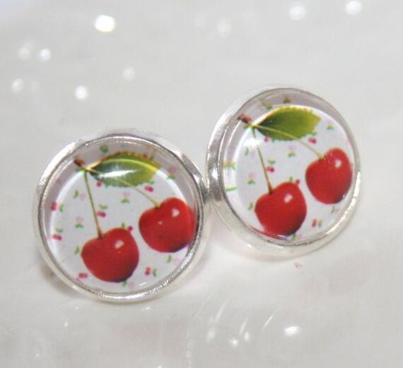 Kirsche Ohrstecker, Kirsche Ohrstecker, Geschenk Für Sie, Süße Obst Ohr Posts, Ohrstecker, Kitsch Spaß Nette Teenager Schmuck-Etsy Geschenk von AngelPearls