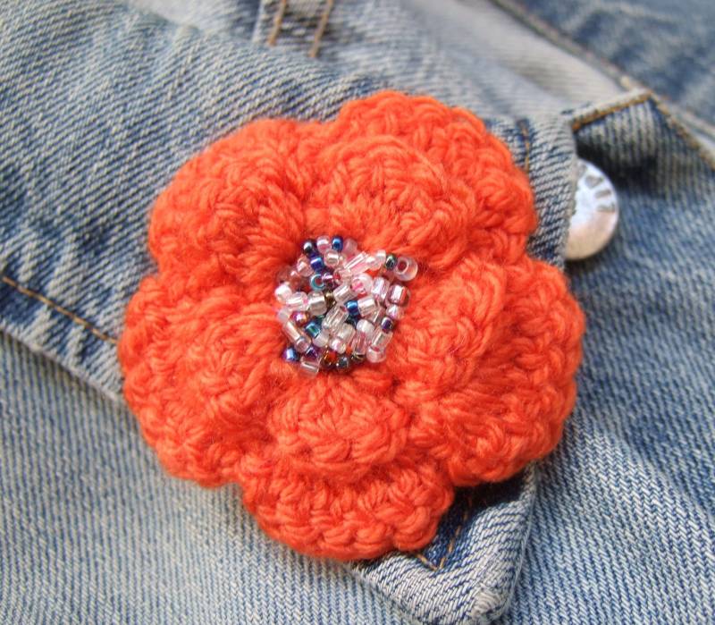 Lehrer Wertschätzung, Handgemachtes Einzigartiges Geschenk, Orange Brosche Blume, Glücklich Häkelbrosche, Blume Pin Brosche, Hygge Boho Feminine von AngelPearls