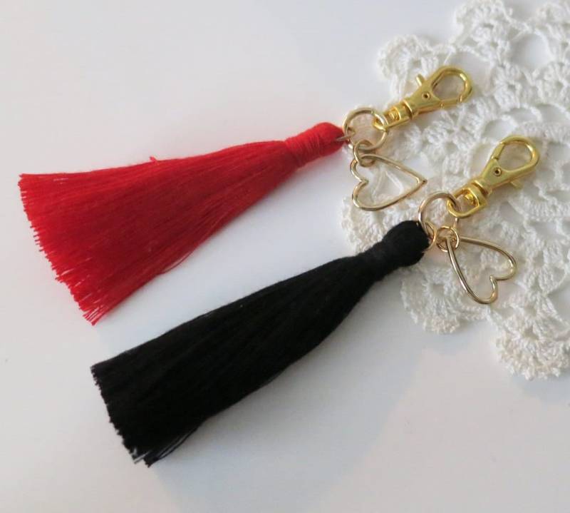 Weihnachtsgeschenkidee, Roter Quaste Anhänger, Kleiner Schlüsselanhänger, Geldbörse Reißverschluss Clip Rot Accessoire, Geschenk An Ihr Herz von AngelPearls