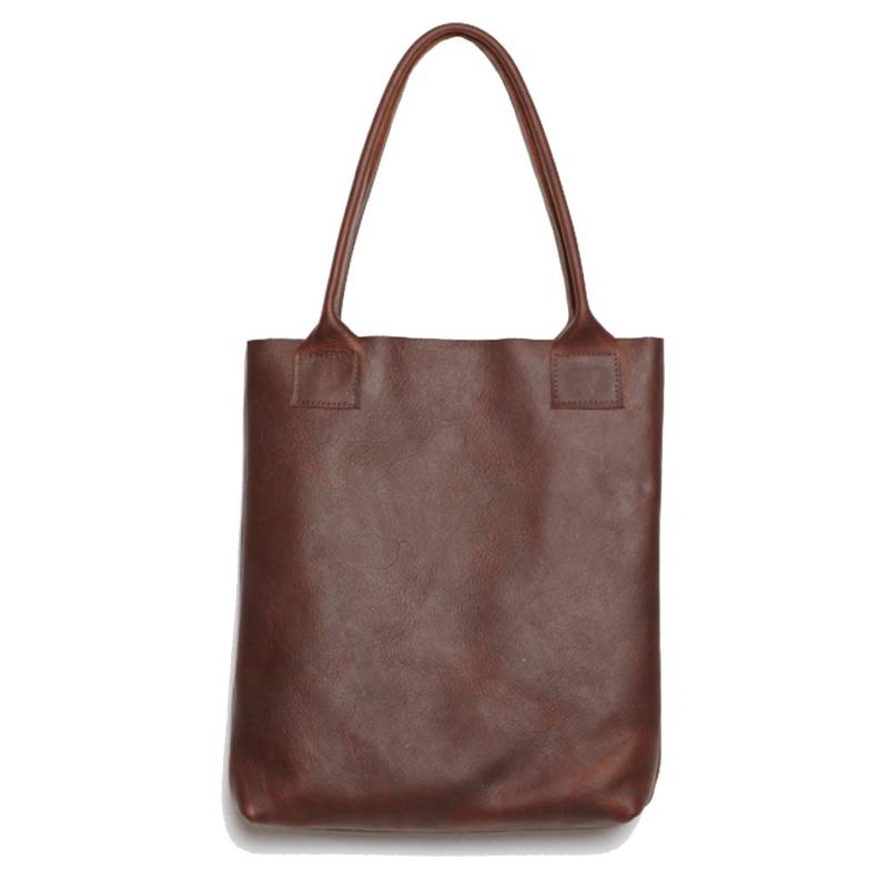 Handgemachte Wiege Aus Geöltem Mahagoni Schokobraunem Rindleder Rindsleder Floppy Shopper Tote Lap Top Tasche Unisex, Robust von AngelaBacskocky