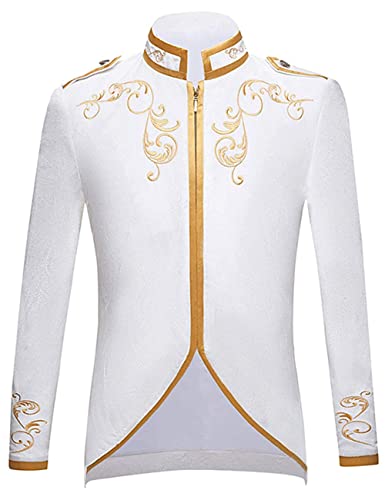 Unisex Militär Blazer Prinz Mäntel Drummer Parade Punk Offizier angepasste Jacken, Weiß, Mittel von Angelaicos