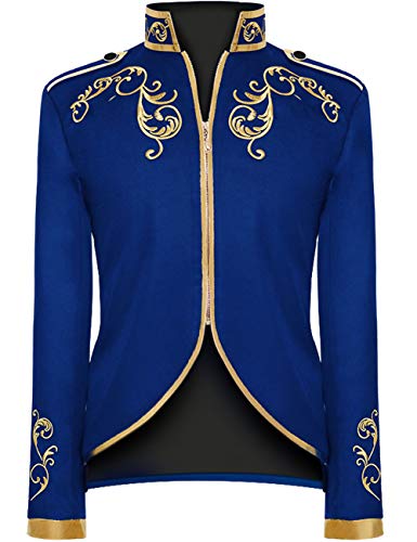 Unisex Military Blazer Prinz Mäntel Schlagzeuger Parade Punk Offizier taillierte Jacken - Blau - X-Groß von Angelaicos