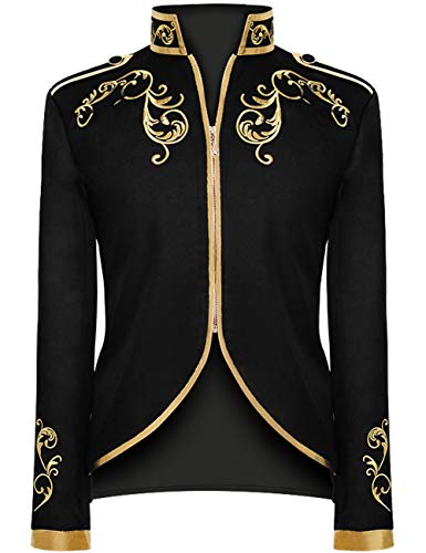 Angelaicos Unisex Military Blazer Prince Coats Drummer Parade Punk Officer Fitted Jackets, Schwarz, XXL von Angelaicos