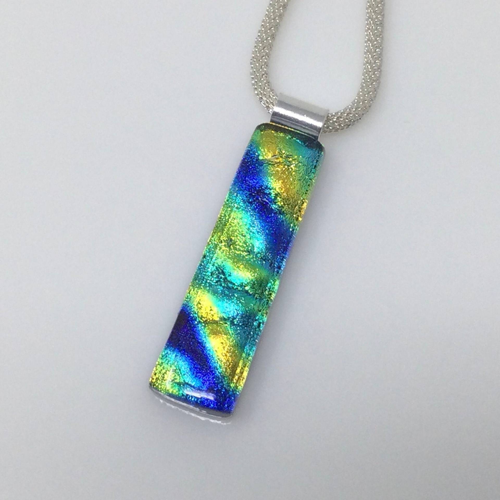 Blau Gold Halskette, Dichroic Glas Anhänger, Glasschmuck Blau Gold Halskette, Dichroic Glas Anhänger, Glasschmuck von AngelasArtGlass