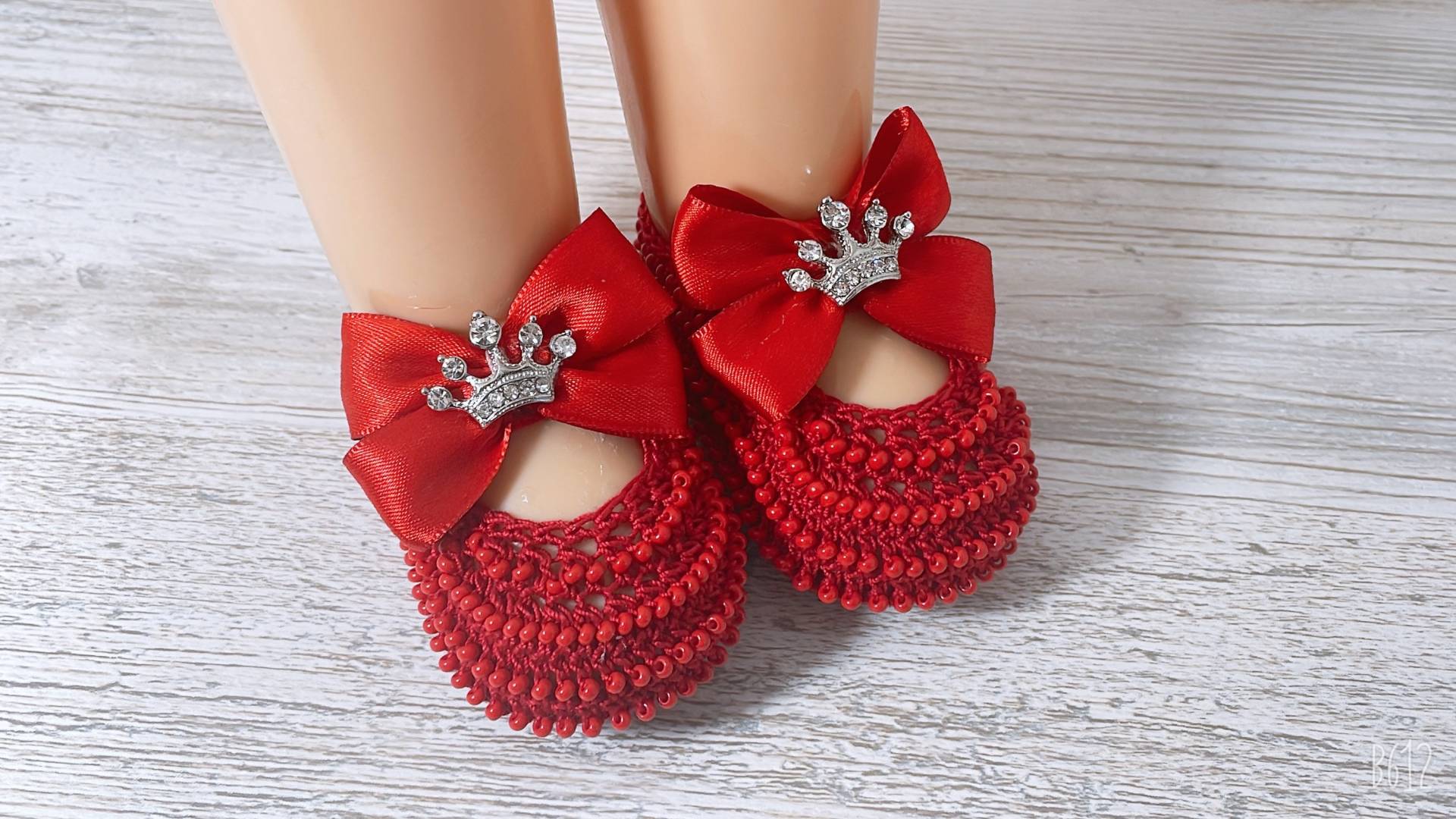 Baby Mädchen Schuhe, Perle Rote Tejido Para Bebe von Angelcollection6