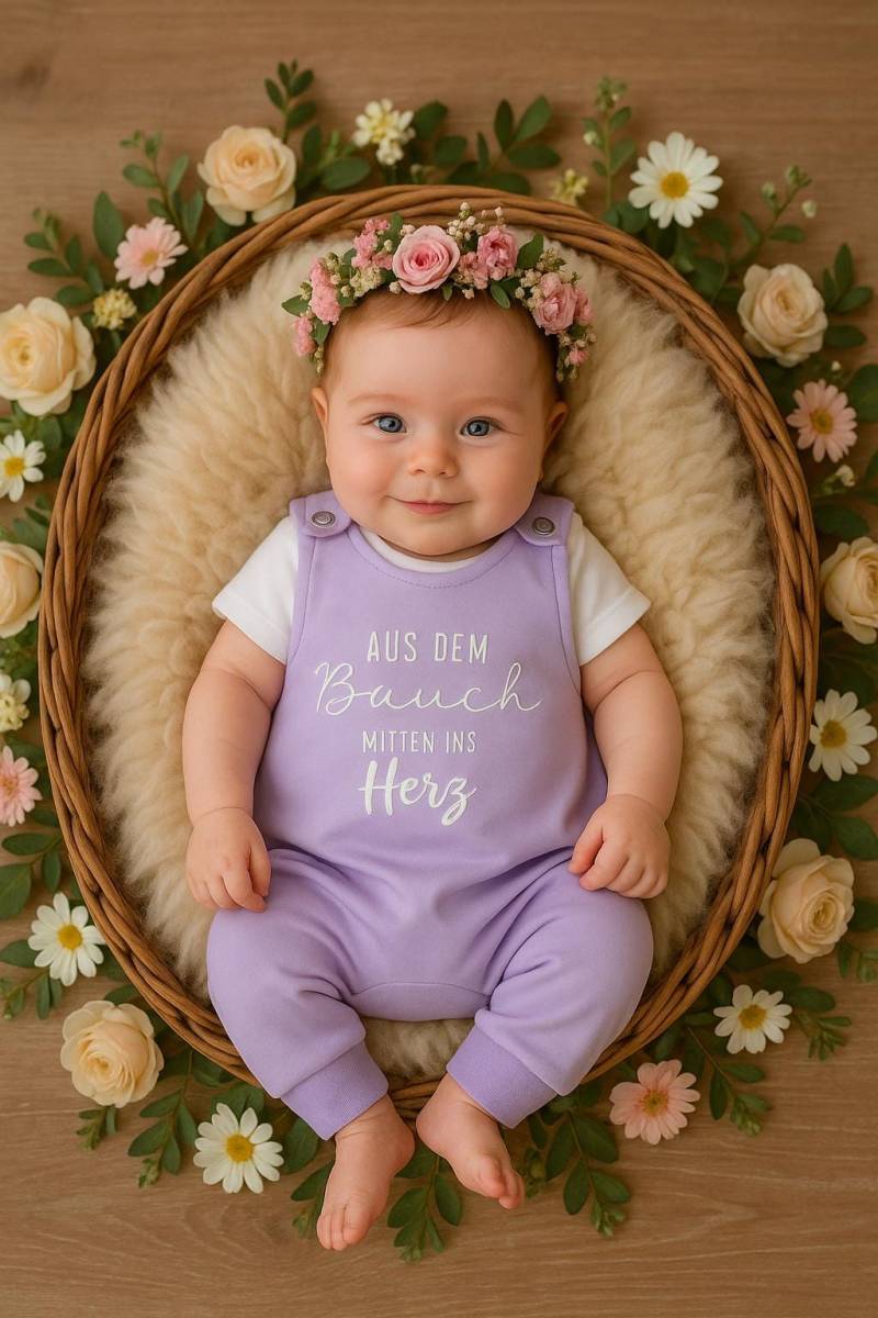 Gr.62 Baby Strampler/Romper Aus Dem Bauch Mitten Ins Herz Mädchen Sofortkauf Angele Handmade von AngeleHandmadeShop