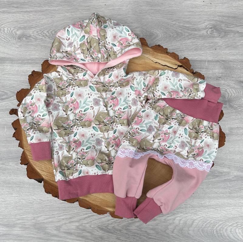 Gr.74 Set Reh /Mädchen/Kinder/Hoodie Baggy Pants /Einzelstück Waldtiere Sofortkauf Angele Handmade von AngeleHandmadeShop