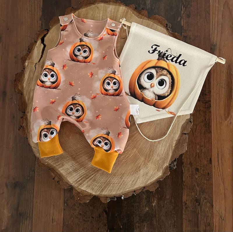 Sofortkauf Babystrampler Größe 50 | Zauberwald Frida Eule Handmade Von Angèlehandmade French Terry Unisex Geschenk von AngeleHandmadeShop