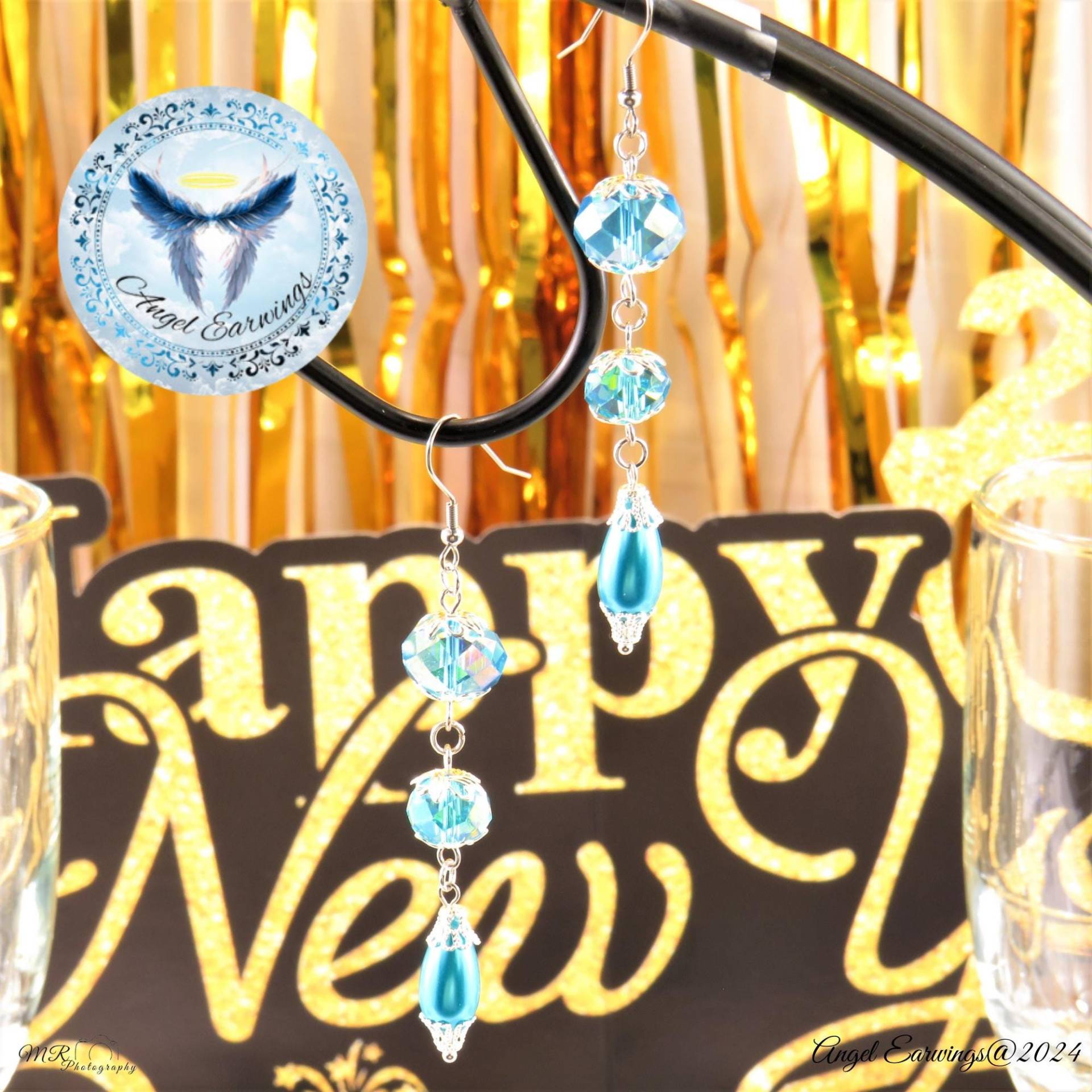 Cheers - Perlenohrringe Glasperlen Perlen Kristallperlen Versilbert Hypoallergen von Angelearwings