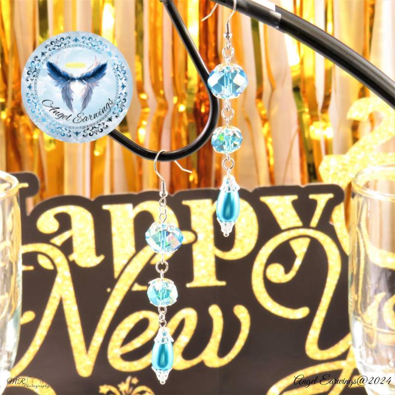 Cheers - Perlenohrringe Glasperlen Perlen Kristallperlen Versilbert Hypoallergen von Angelearwings
