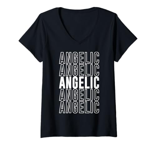 Damen engelhaft T-Shirt mit V-Ausschnitt Damen engelhaft T-Shirt mit V-Ausschnitt von Angelic Apparel
