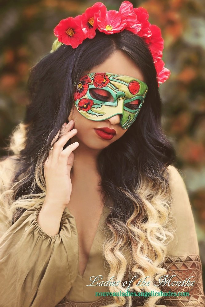 August Birthstone Peridot Und Mohn Ledermaske - Limitierte Edition 1 Von 10 Florale Blume Jugendstil Karneval Maskerade Made To Order August Birthstone Peridot Und Mohn Ledermaske - Limitierte Edition 1 Von 10 Florale Blume Jugendstil Karneval Maskerade Made To Order von AngelicArtisan