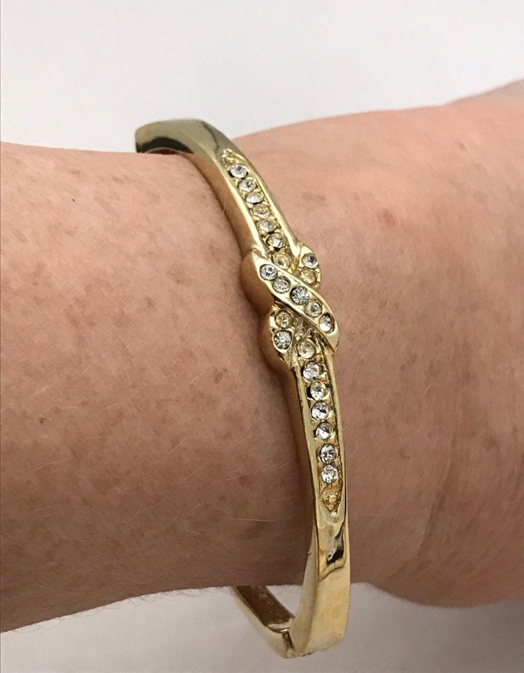 Vintage Gold Tone Strass Armreif Armband Scharnier Verschluss von AngelicBeaders