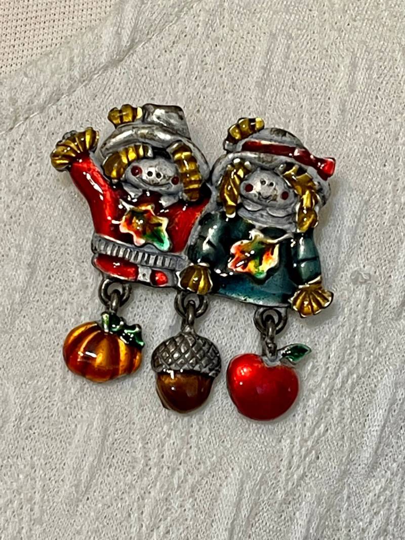 Vintage Scarecrow Brosche. Signierter Zinn Ajmc Pin. Halloween Oktober Herbst Articulated Jewerly. Geschenkbox von AngelicBeaders