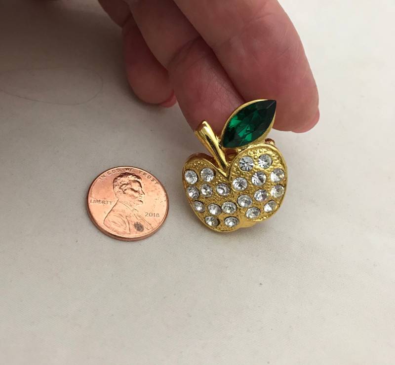 strass Apfel Pin Gold Tone Lehrer Wertschätzung Geschenk von AngelicBeaders