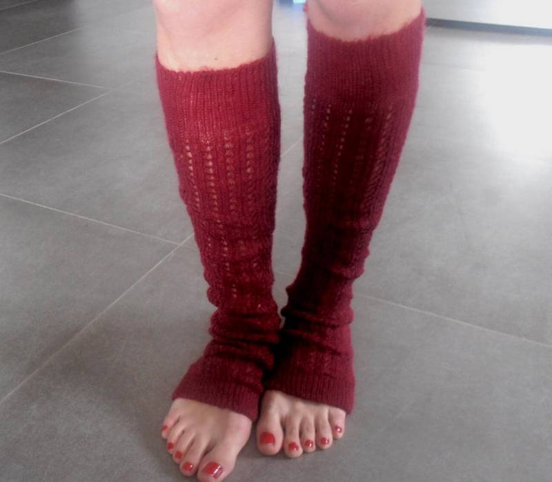 Dunkelrote Gehäkelte Beinstulpen Rote Offene Strick Boot Stulpen von AngelinaAccessories