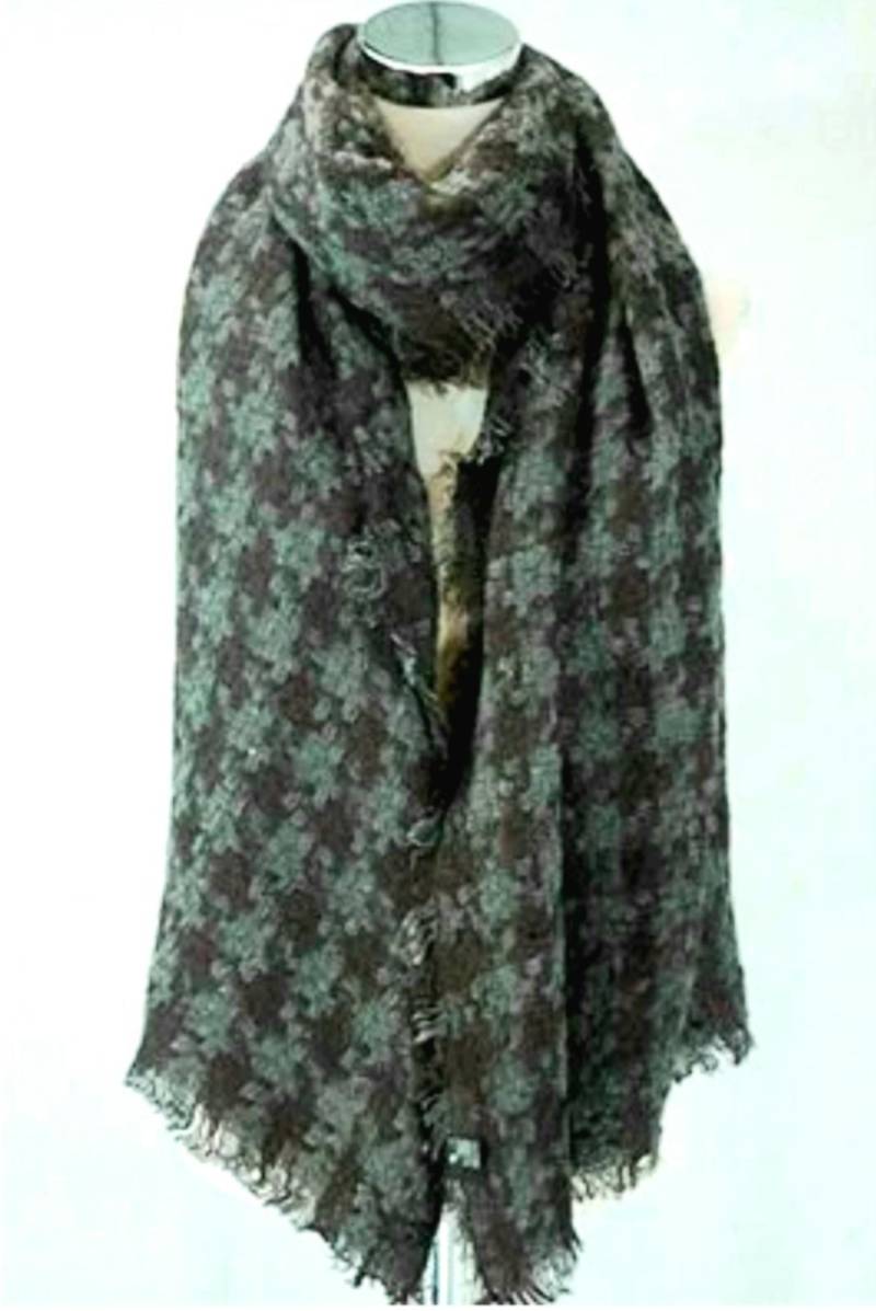 Hahnentritt Tweed Wickelschal/Winter Wollstrick Schal Karierte Häkel Damen Mode Accessoires von AngelinaAccessories