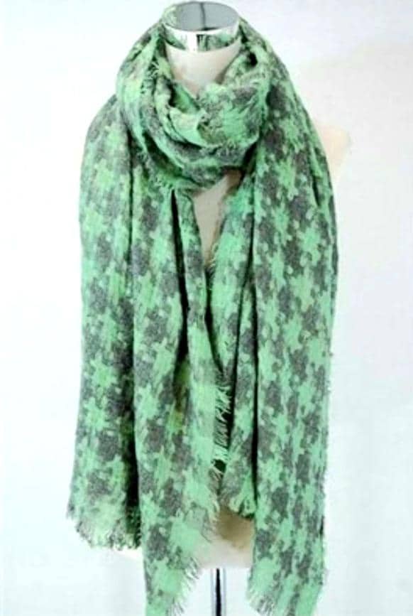 Mint Grüner Hahnentritt Wollschal Karierter Strickschal von AngelinaAccessories