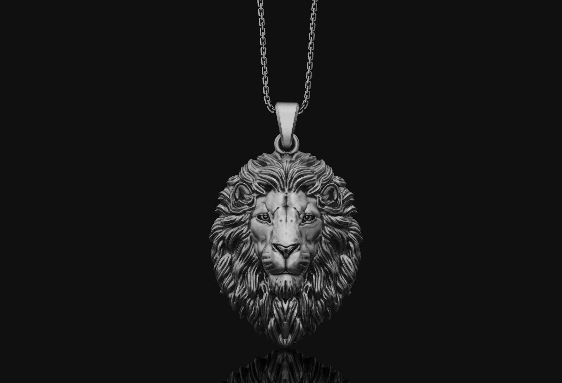 925 Silber Löwe Halskette Männer Schmuck Anhänger Weihnachtsgeschenk Sterling Herren Tier Accessoire Leo Geschenke Für Ihn von AngeliosJewelry