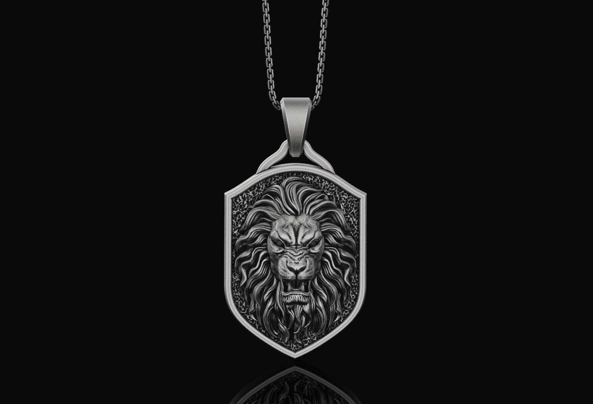 Angry Lion King Halskette Aus Vergoldetem Sterlingsilber Für Männer, Personalisierter Schmuck, Unisex-Accessoire, Weihnachtsgeschenk von AngeliosJewelry