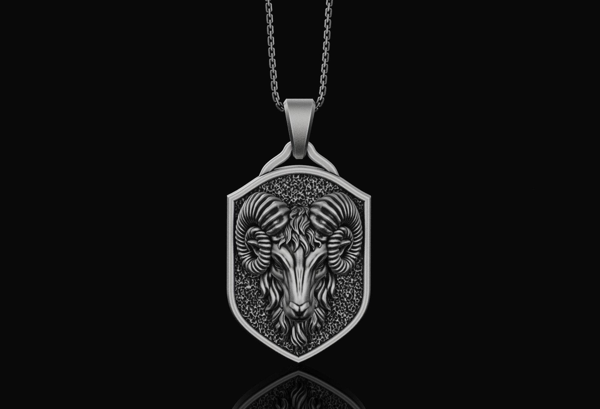 Widder Kopf Anhänger Goth Halskette Silber Schmuck Astrologie, Horoskop, Geschenk Für Sie, Ihn von AngeliosJewelry