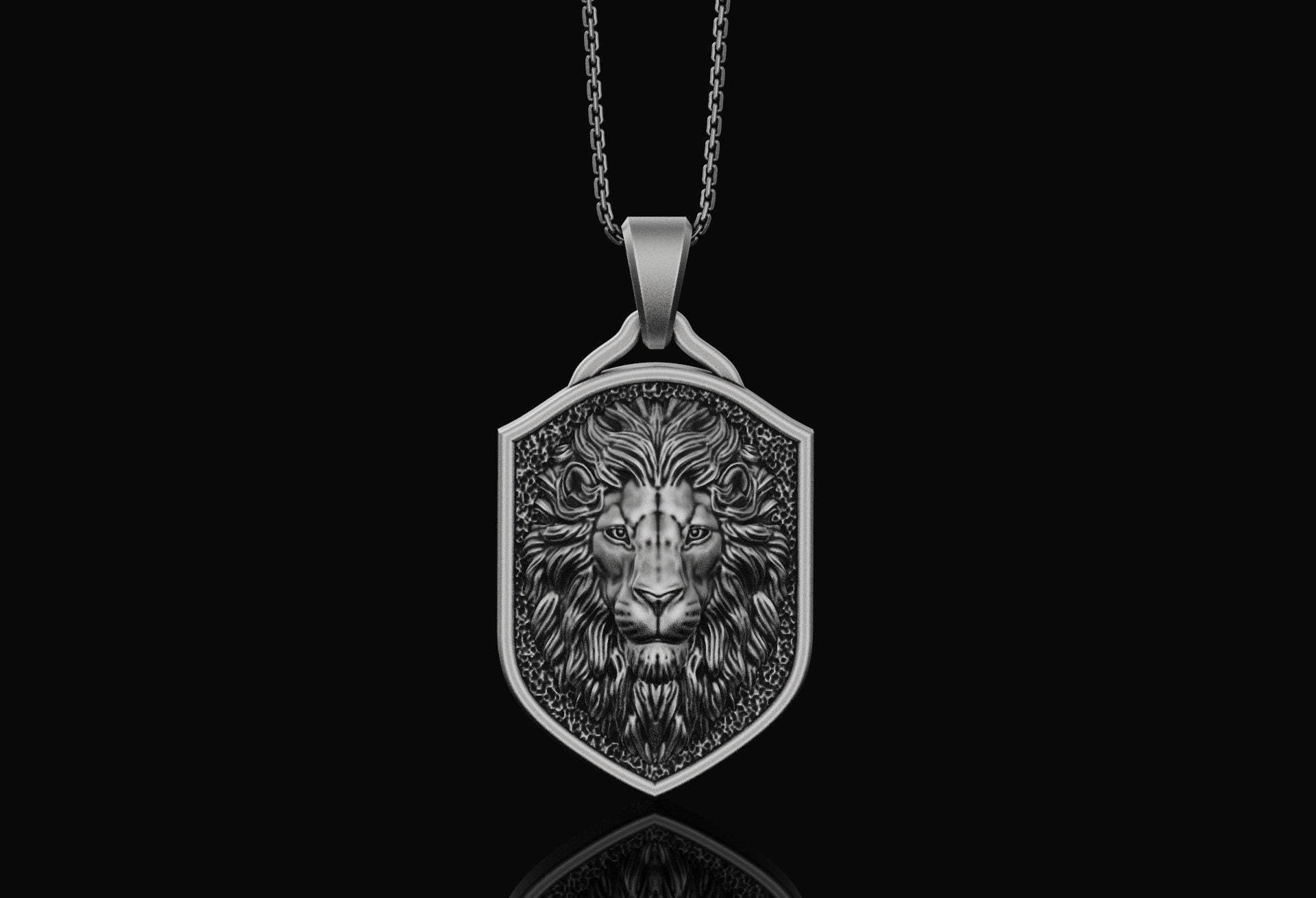 Herren Personalisierte Löwe Halskette Geschenk Für Ihn Leo Anhänger Sterlingsilber Weihnachtsgeschenk Unisex Jahrestag Sie von AngeliosJewelry