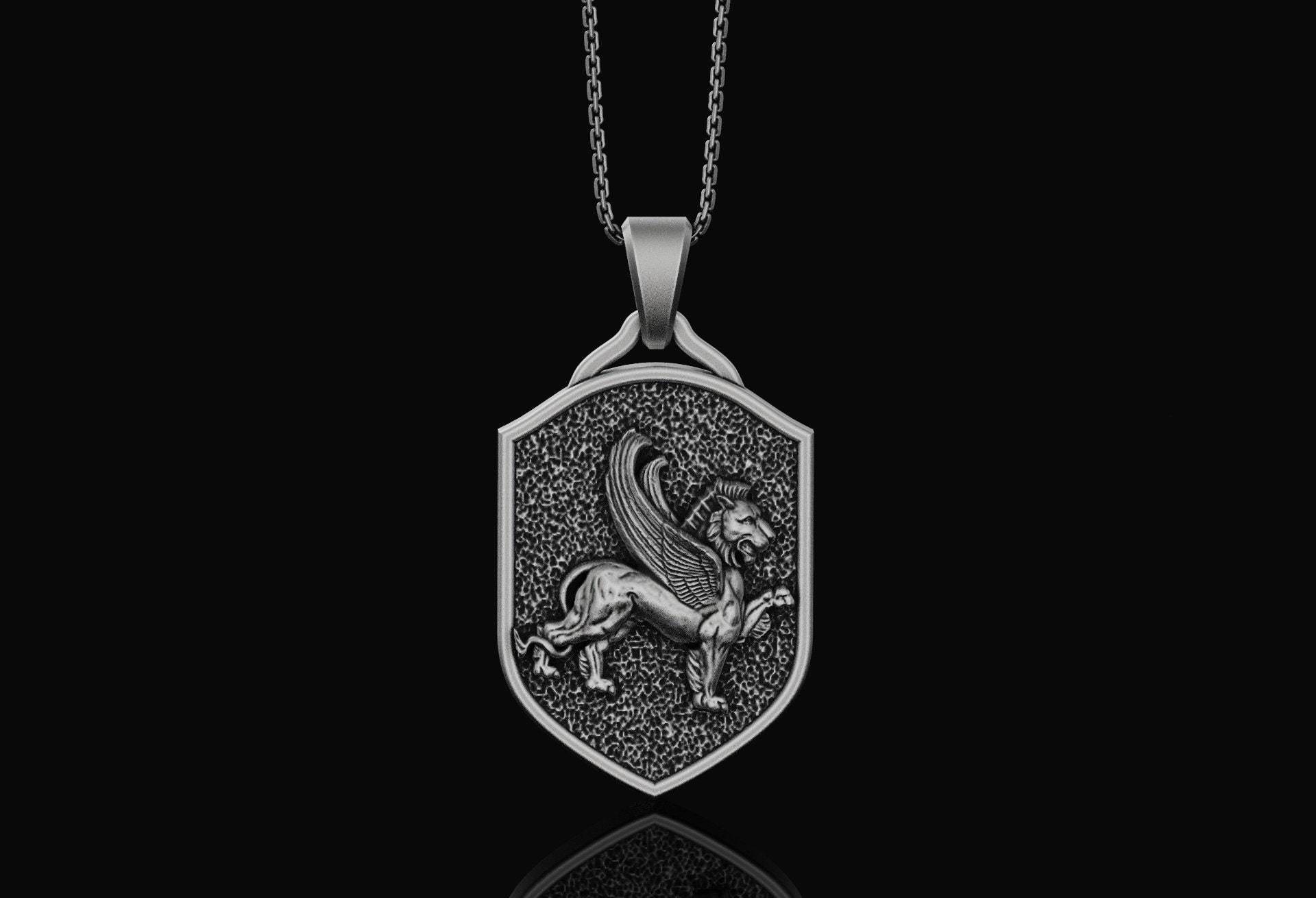 Herren Silber Gryphon Anhänger Griffin Halskette Für Männer, Frauen Weihnachtsgeschenk Ihn, Sie, Unisex Mythologisch Schmuck von AngeliosJewelry