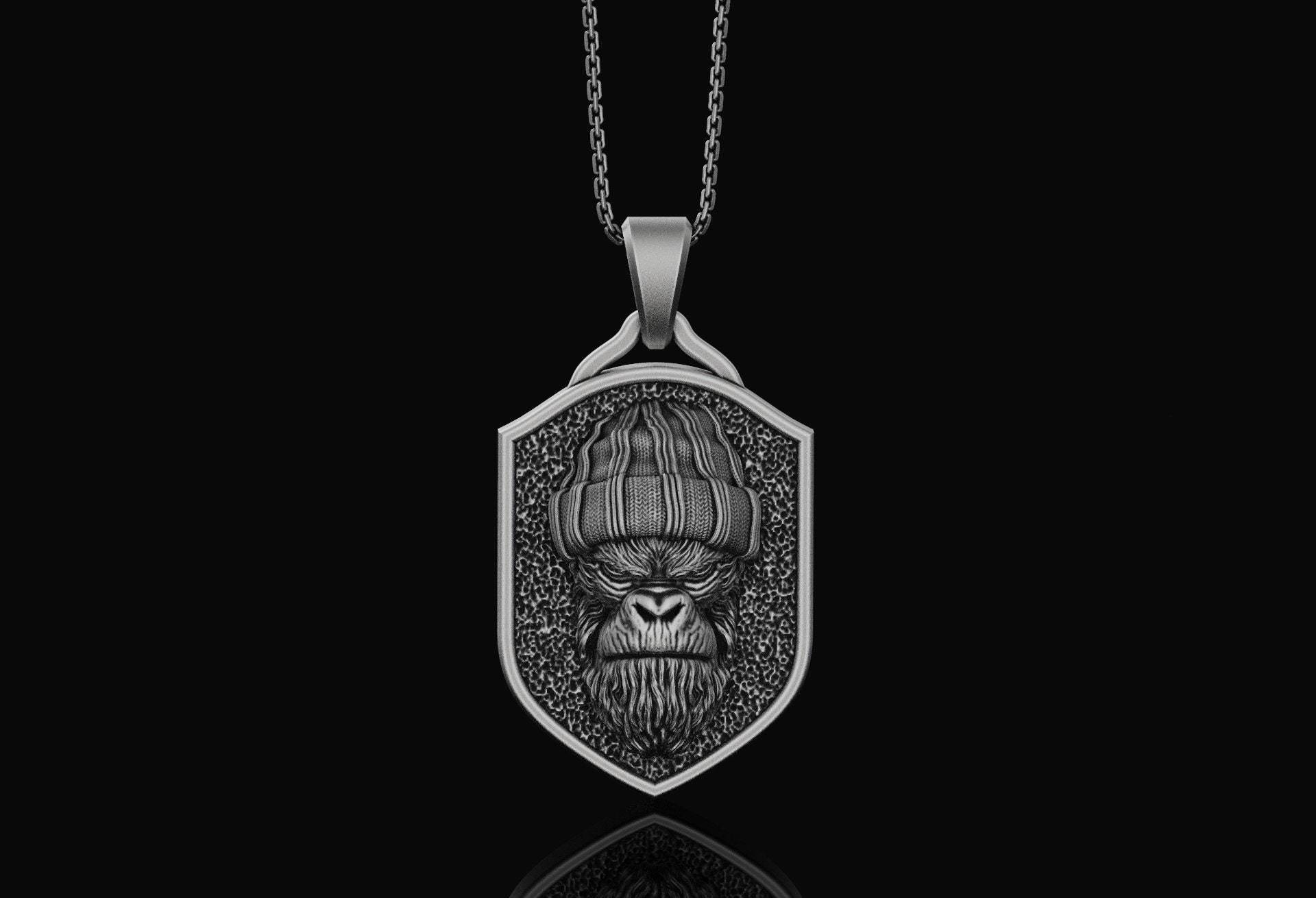 Herren Sterling Silber Gorilla Anhänger Tier Accessoire Weihnachtsgeschenk Für Ihn Halskette Männer, Frauen, Unisex Schmuck von AngeliosJewelry