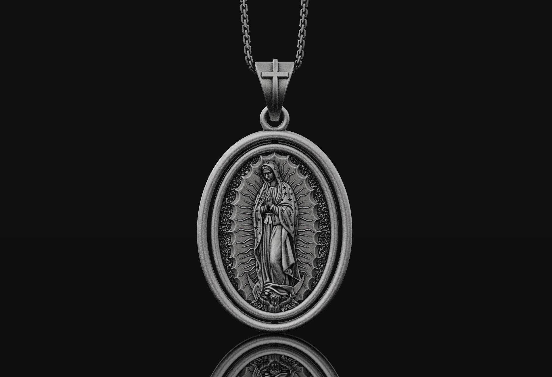 Lady Guadalupe Rotierende Halskette Personalisierte Anhänger Geschenk Für Sie, Christlichen Schmuck, Religiöse Geschenke Sterlingsilber Jungfrau von AngeliosJewelry