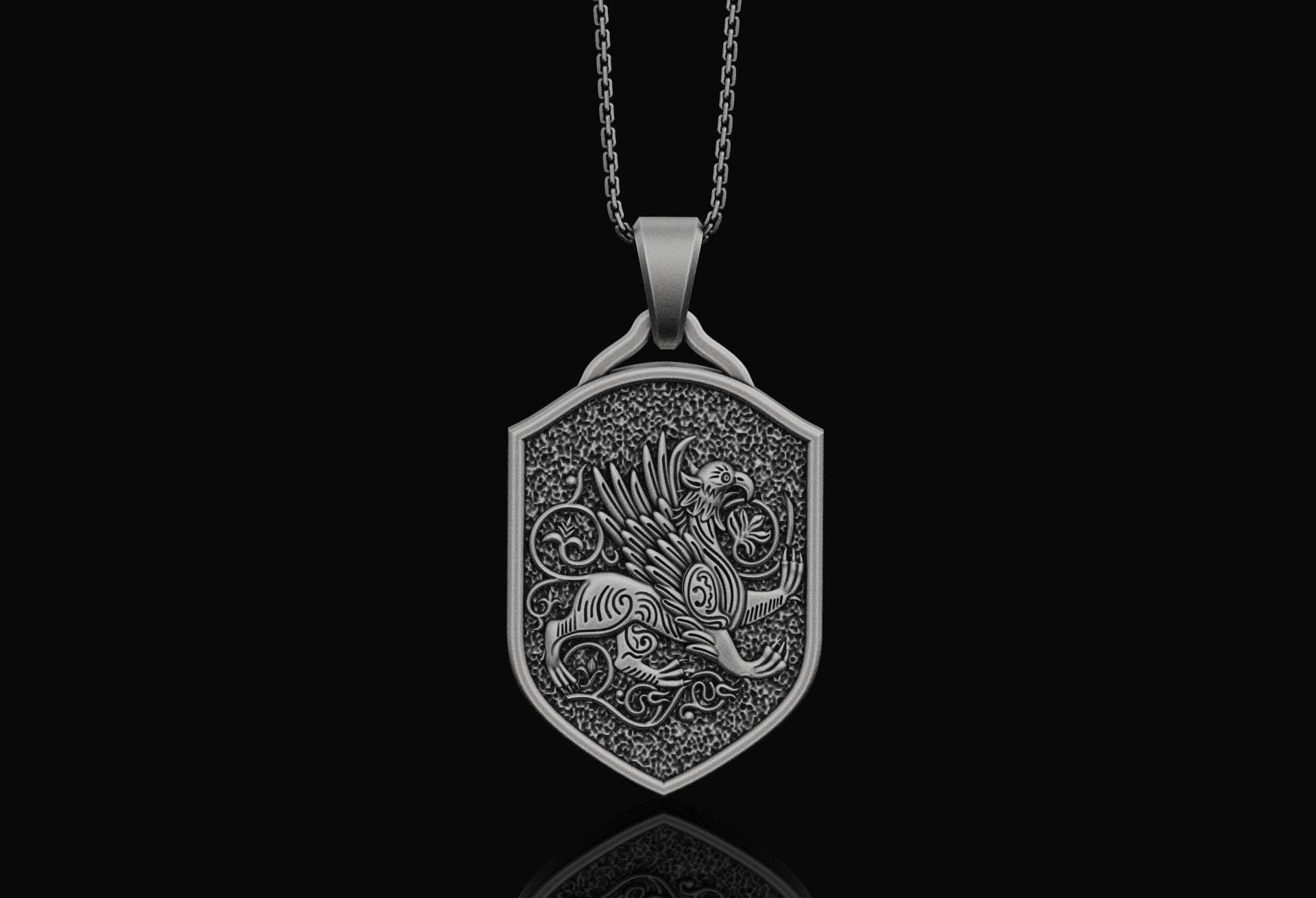 Personalisierte Gryphon Anhänger Herren Silber Halskette Geschenk Für Ihn, Sterling Schmuck Griffin Weihnachtsgeschenke Her von AngeliosJewelry