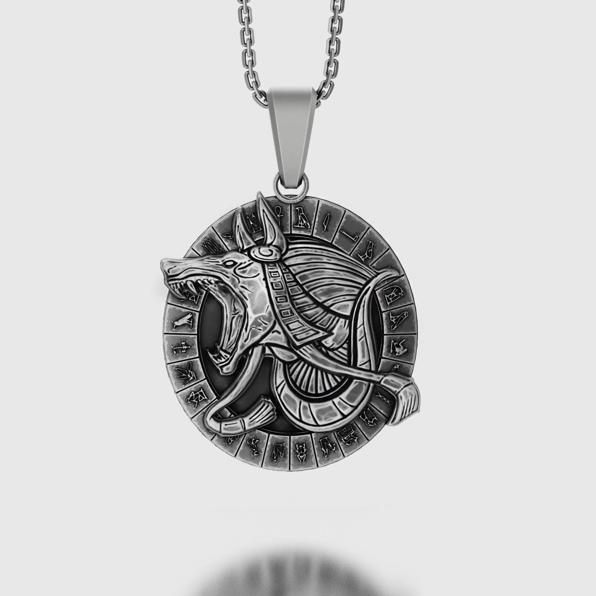 Schakal Anubis Schmuck Alten Ägypten Gott Anhänger, Ankh Halskette Hieroglyphe Zubehör Frauen, Männer Gedenkweihnachtsgeschenke von AngeliosJewelry