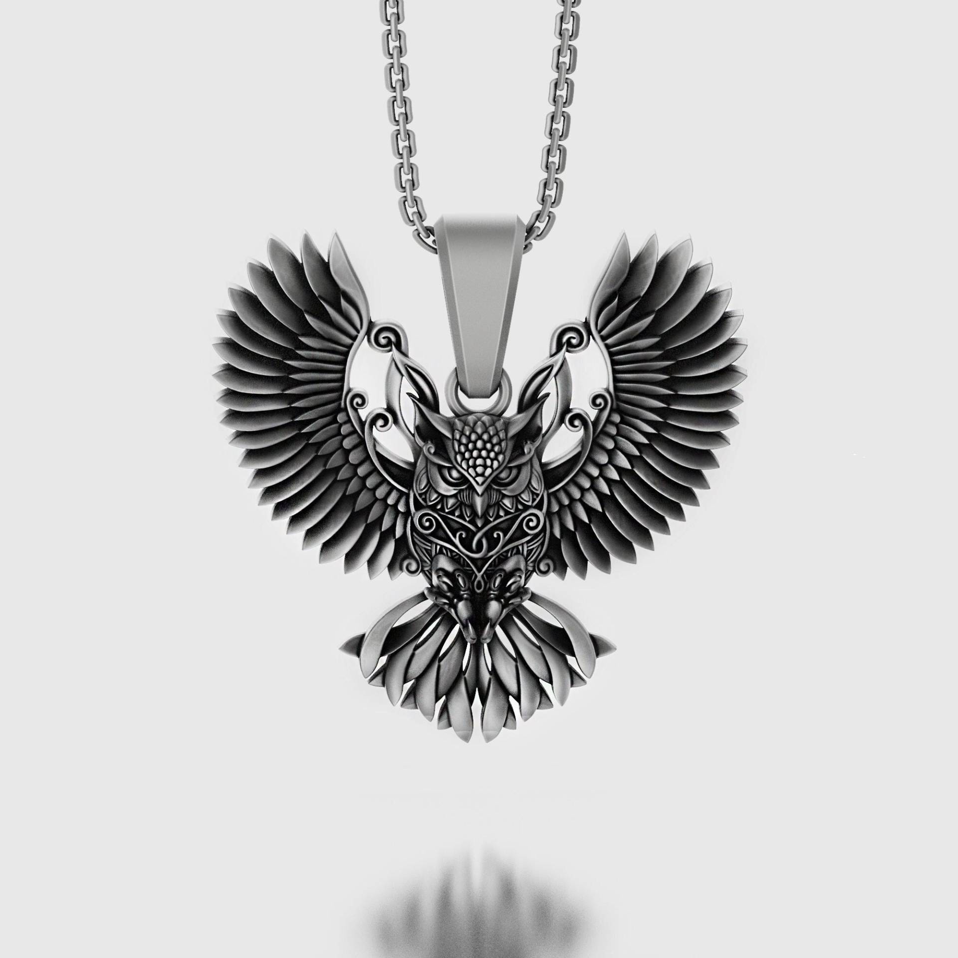 Silber Eule Charm Halskette, Damen Tier Schmuck, Herren Anhänger, Handgemachtes Geschenk Für Sie, Erinnerungsweihnachtsgeschenk, Vogel von AngeliosJewelry