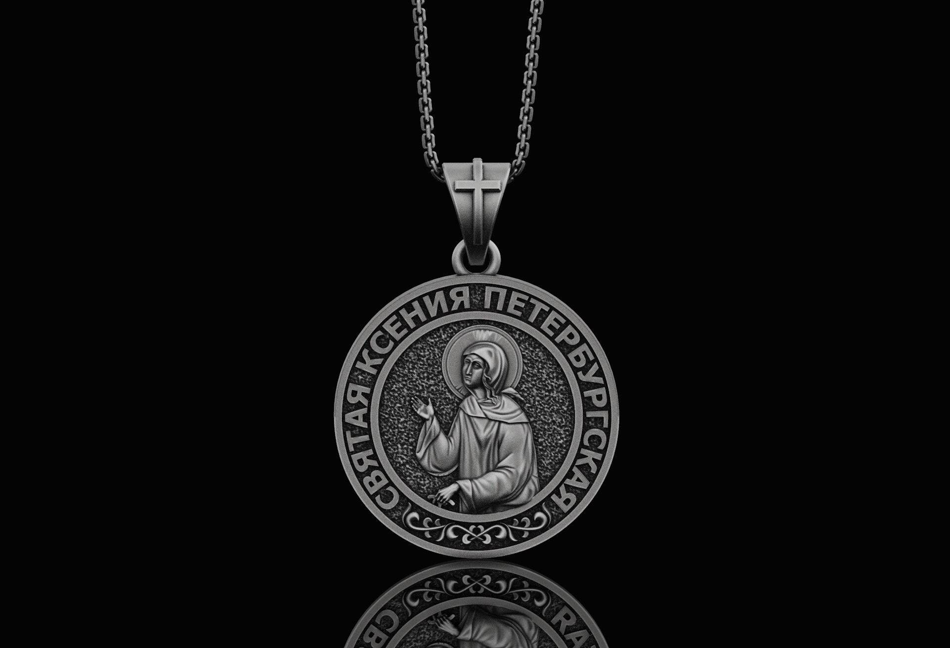 Silber Gesegnete Heilige Matrona, Religiöse Ikone Der Russisch-Orthodoxen Kirche, Gebetskreuz Heiliger St. Matrona Christliches Amulett Medaillon von AngeliosJewelry