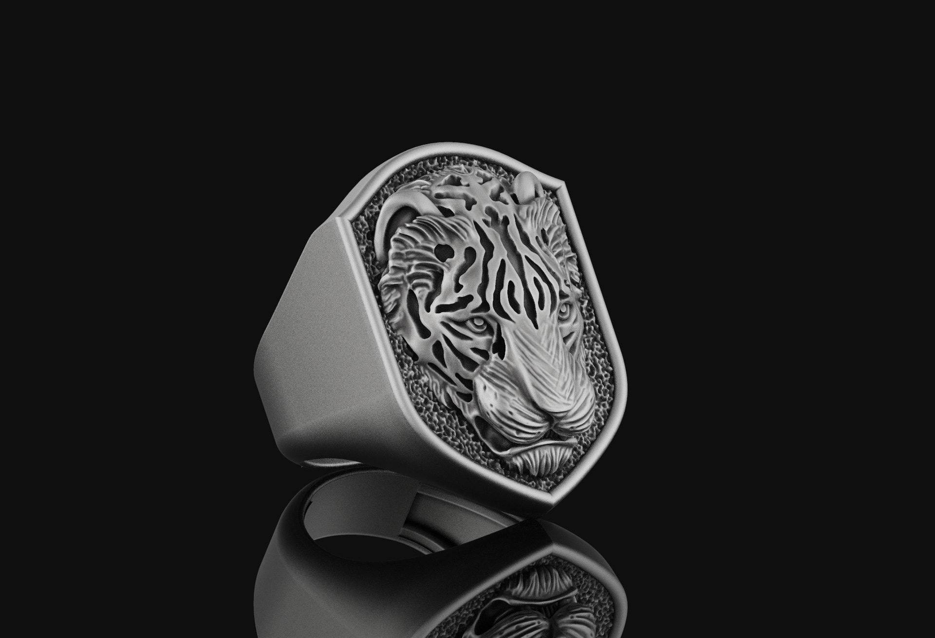 Silber Leopard, Leopard Ring, Herren Gold Sterling Schmuck, Geschenk Für Ihn, Tier Ring von AngeliosJewelry